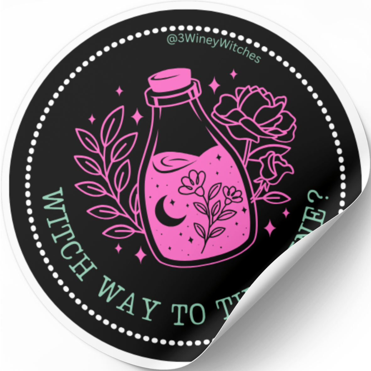 Witch Way to the Wine Round Sticker